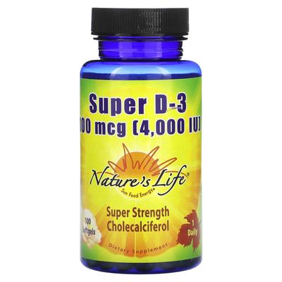 Nature's Life Super D-3, 100 mcg(4.000 IE), 100 Weichkapseln