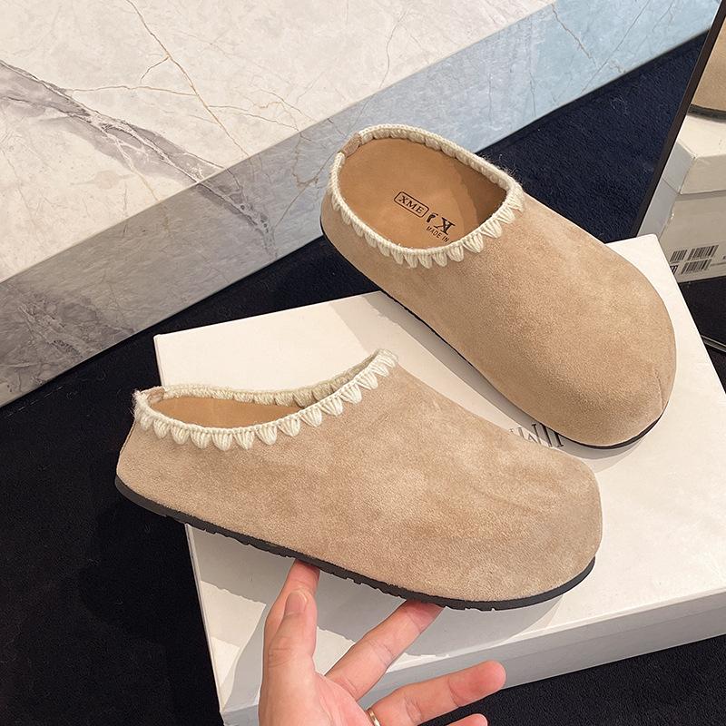 Modische einfarbige Baotou Boken Schuhe Damen Herbst 2025 neue dicksohlige erhöhende Halbpantoffeln vielseitige lässige Damenschuhe