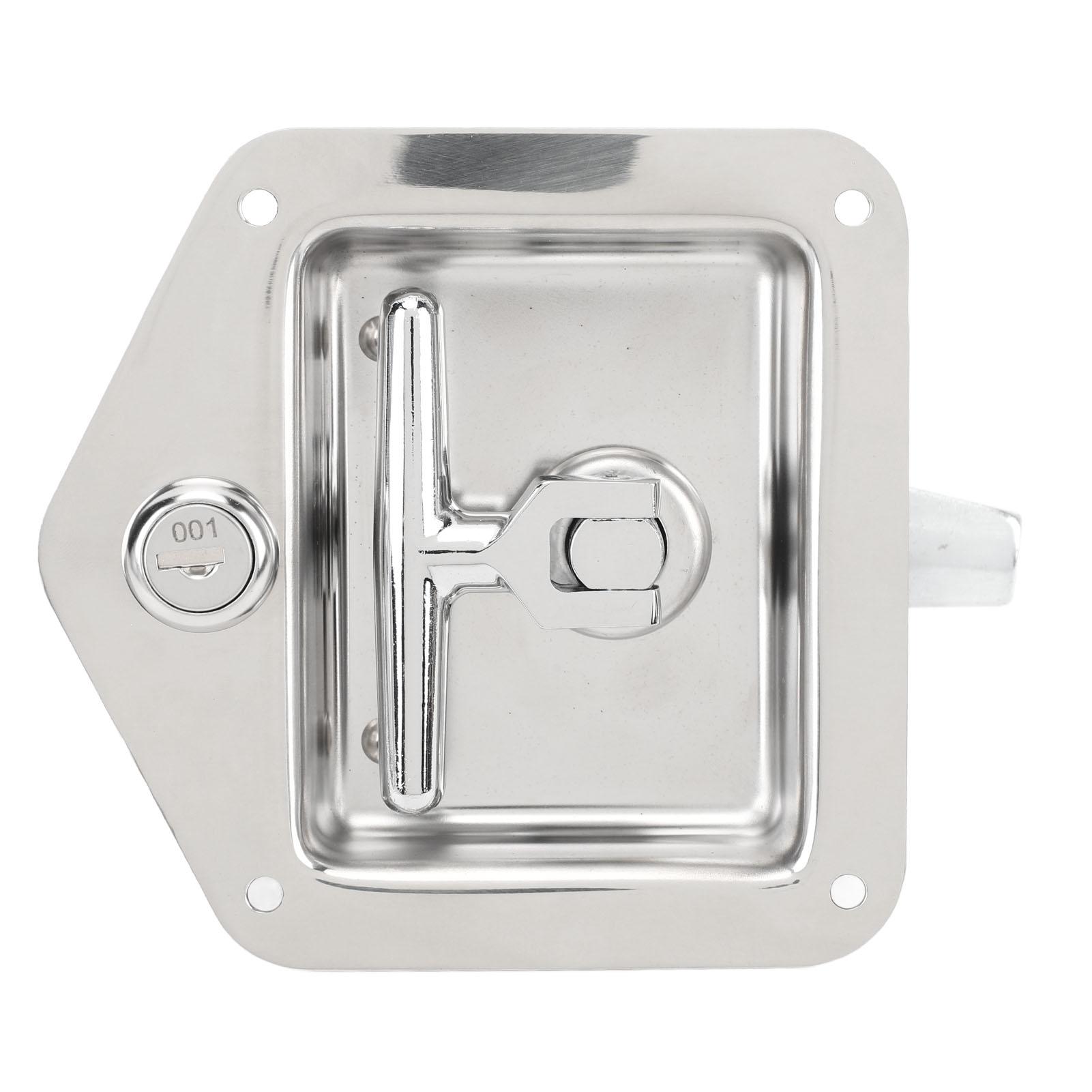 

T Handle Tool Box Latch 4.9 X 4.7in Highly Polished Stainless Steel RV Toolbox Handle Lock with Keys Gasket for Caravan