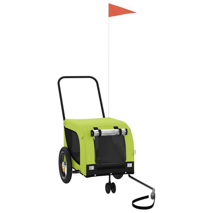 VidaXL Remorque de vélo pour animaux de compagnie vert et noir 94018