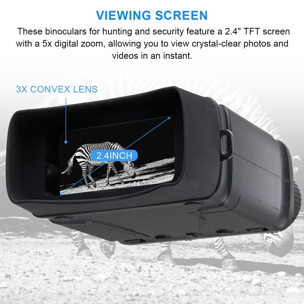196*130*75mm 1080P binokulární digitální zařízení pro noční vidění 10megapixelový infračervený optický výkonný binokulární dalekohled 5x digitální zoom pro lov