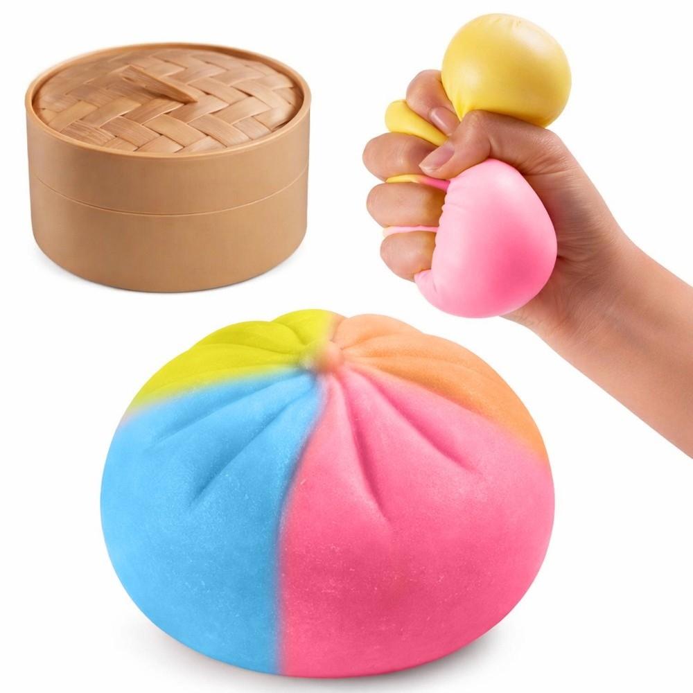 Kolorowe Tęczowe Pierożki Squishy Miękkie Powolna Sprężystość Bułka na Parze Squishy Ściskanie Le Z Parowarem Fidget