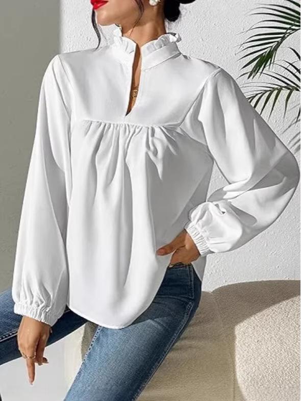 2026 European & American Women’s Casual Puff Sleeve Shirt - Spring/Autumn Collection