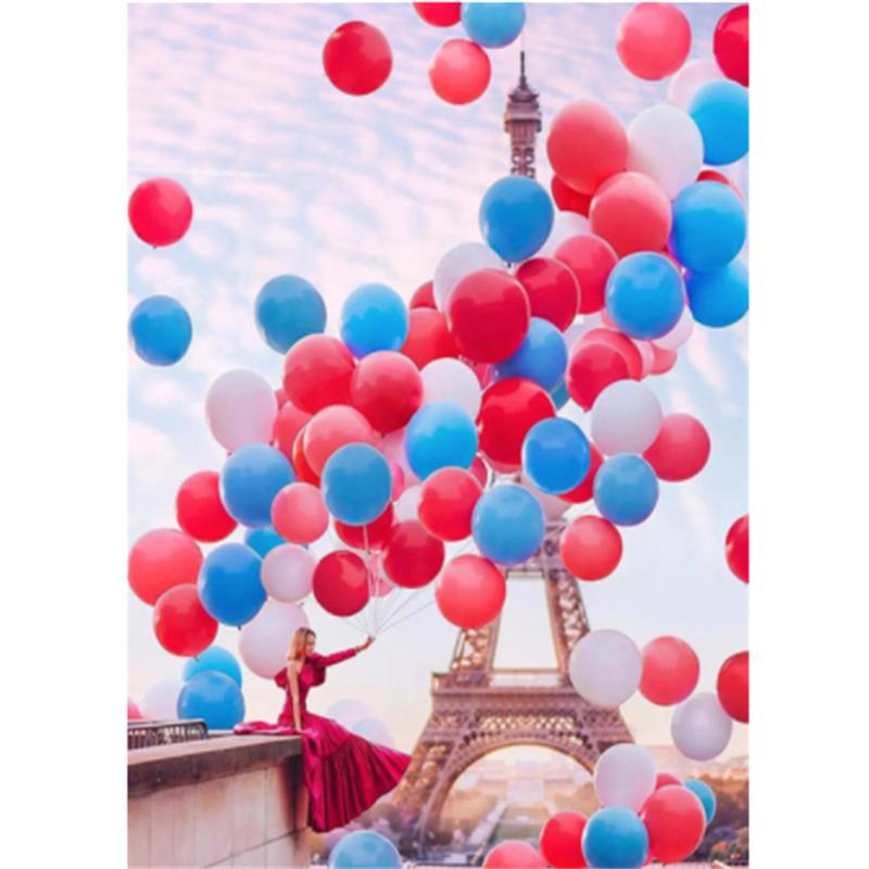 HUACAN Diamond Rhinestones Paintings Eiffel Tower Landscape Diamond Mosaic Balloon Embroidery Girl Needlework Art Home Decor