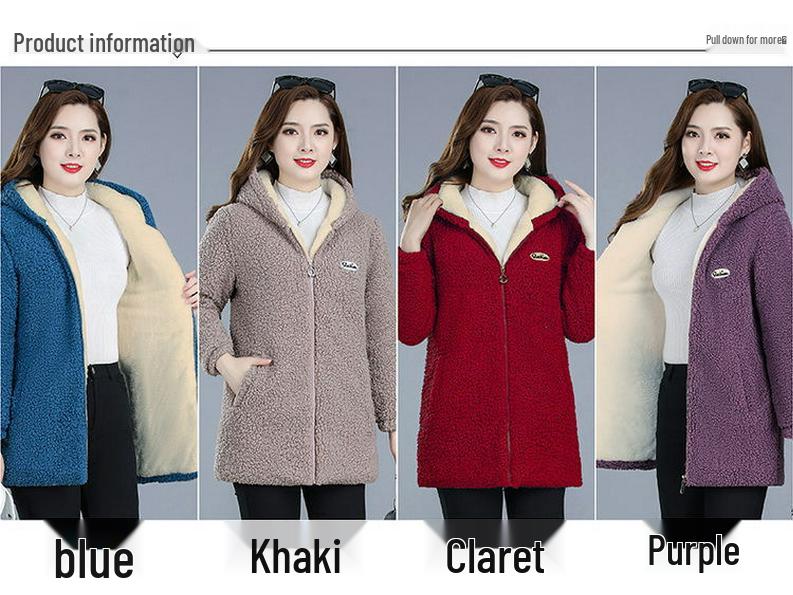 Women's Plus Size Fleece Short Coat with Velvet & Lamb Wool for Autumn & Winter – Fashionable & Warm for Middle-aged & Elderly