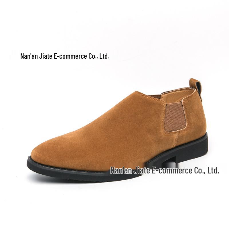 Herren Britischer Stil Nubukleder Spitzschuh Slipper Loafer - Übergröße Freizeitkleiderschuhe