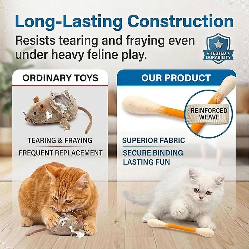 6PCS Cotton Swabs Cat Toy Kitten Chew Sticks for Indoor Boredom, Durable Dental Teething Ropes Interactive Accessory