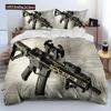 3D Rifle Revolver Cartridge Gun Comforter Bedding Set,Duvet Cover Bed Set Quilt Cover Pillowcase,King Queen Size Bedding Set
