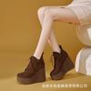 Leather wedged Martin boots women's 2025 autumn and winter new leather platform short boots retro not tired feet super high heel boots