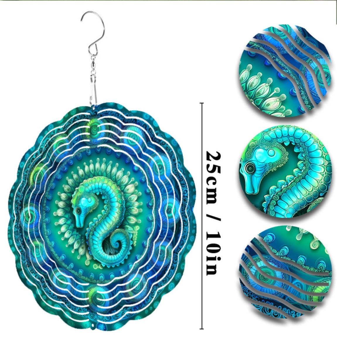 

Вращающийся на 360 градусов крючок 10 дюймов подвесной ветряной спиннер яркий сине-зеленый металлический арт для уличного декора балкона сада на все сезоны подарок 01A