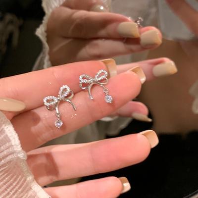 Bow-knot Stud Earrings Female Fashion Chic Earring Sweet Girl Women Jewelry Double Bow Earrings