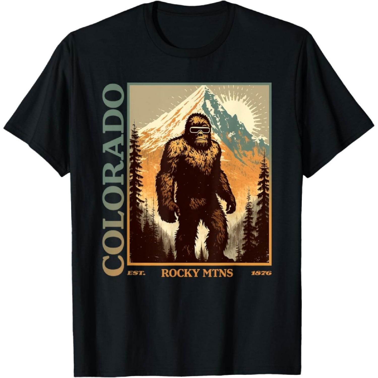 Colorado Mountain Bigfoot Retro Vintage 80s Sasquatch T-Shirt S