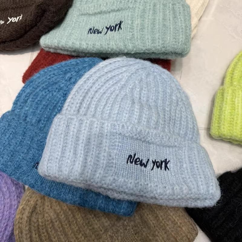 Internet celebrity trendy brand letter embroidery thin age-reducing wool hat women's autumn and winter warm niche knitted hat cold hat versatile