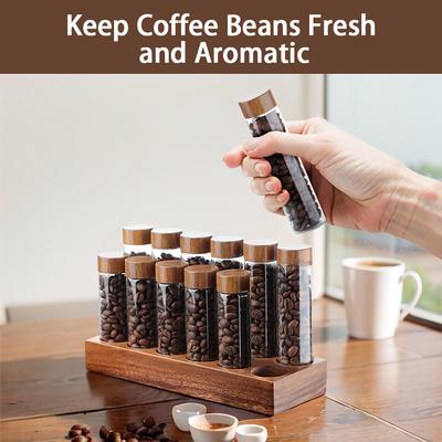 12pcs Single Dose Coffee Bean Storage Tubes Borosilicate Glass Coffee Bean Cellar Container with