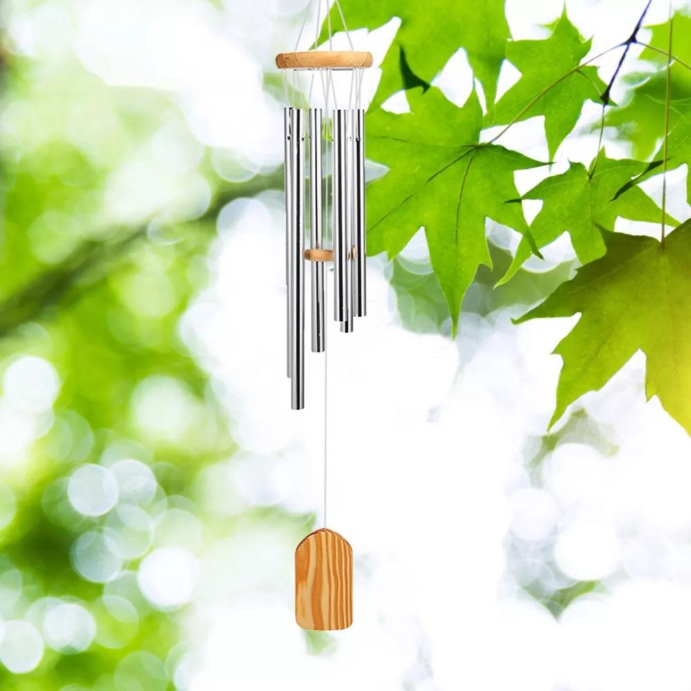 Silver Metal Wind Chimes Metal Tubes Hanging Wind Chimes Elegant Outdoor Wind Chimes Garden