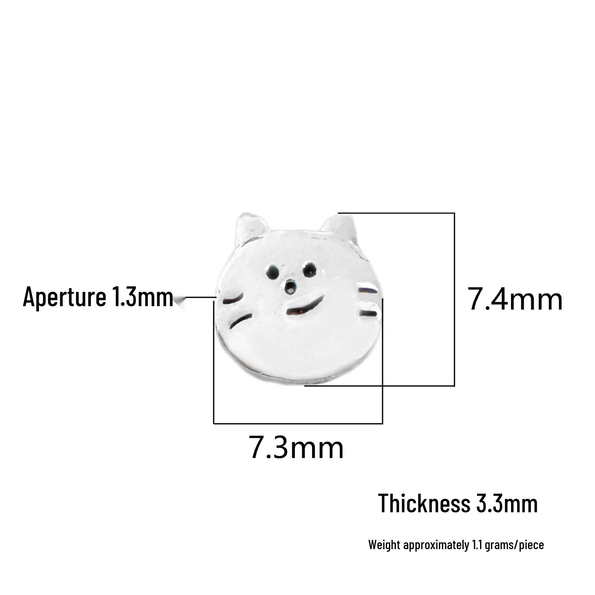 S999 Sterling Silver Cat Spacer Bead Pendant for DIY Jewelry Making S999 Fine Silver