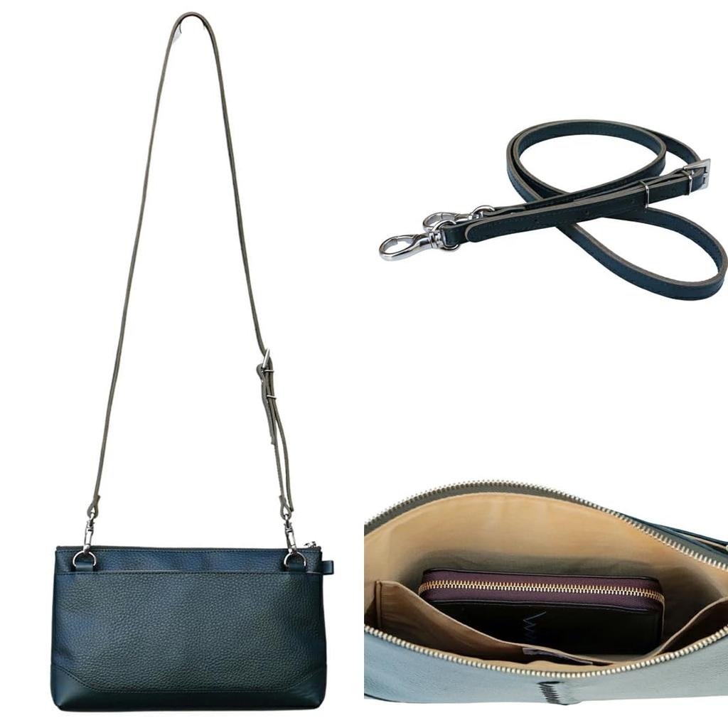 YOUTA LIZARDELK Leather Sacoche, Made in Japan with Synthetic Leather, Green
