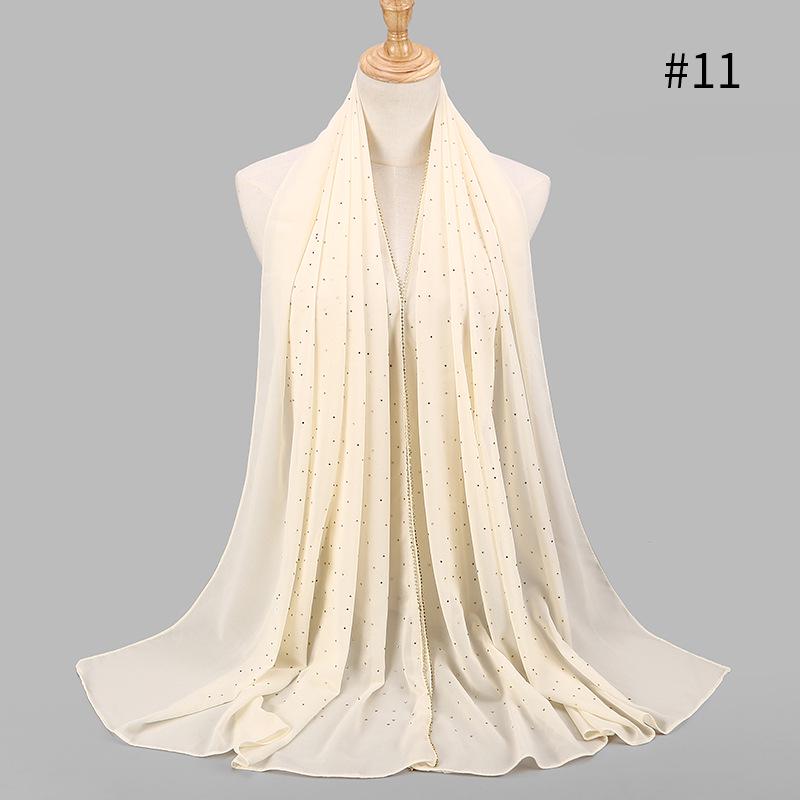 Lain Pearl Bubble Chiffon Diamond Rhinestone Shawl Scarf High Quality Shimmer Beads Headband Wrap Foulard Muslim Hijab Sjaal