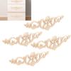  4Pcs Unpainted Wood Carved Applique 30x8cm, Rubber Wood Carving Decal for Garden Fence Furniture Decor, Customizable   Wooden Ornaments for Doors C