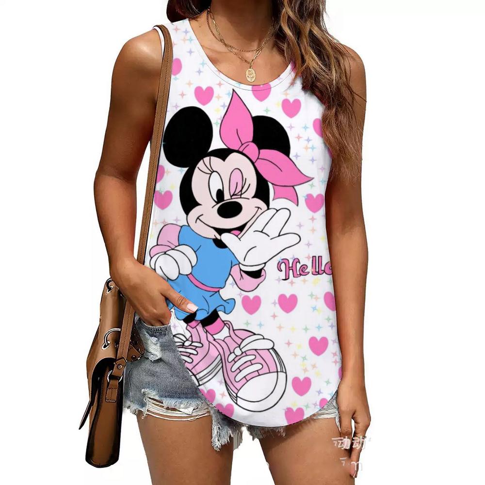 Fashion Printed Top Casual Loose Sleeveless T-Shirts Women’s