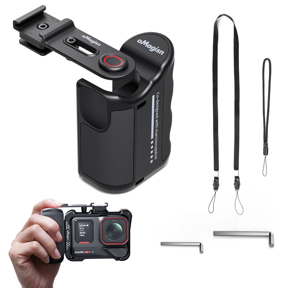 Plastic Action Camera Grip Handle Quick Release Adjustable StreetGrip Vlog Holder Shutter Button for DJI Action/Insta360 Ace Pro