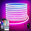Segrass 32.8ft LED Neon Lights with Remote APP Control IP65 Waterproof Flexible Neon Strip Lights 24V RGB Rope Lights for Bedroom Room Outdoors