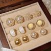 Geometric Pearl Ear Nail Set for Women Vintage Minimalist Lightweight Earrings for Daily Office Party Wear