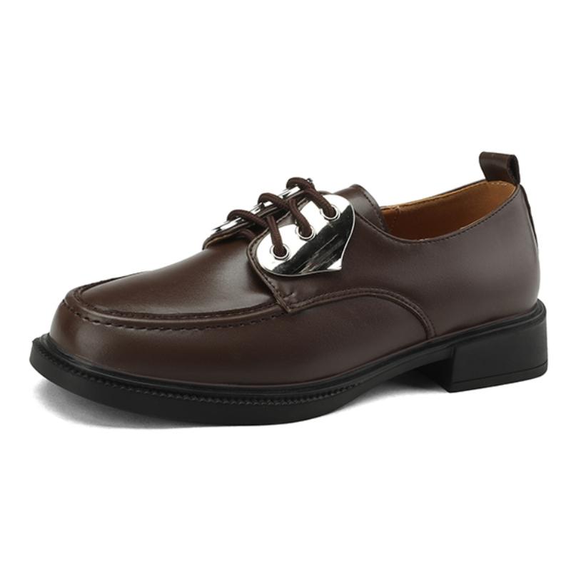 

Черные лоферы на низком каблуке для женщин, туфли-лодочки на шнуровке, женские туфли на каблуке для вечеринки, офисные оксфорды, женские, весна 2025, новинка 39 темно-коричневого