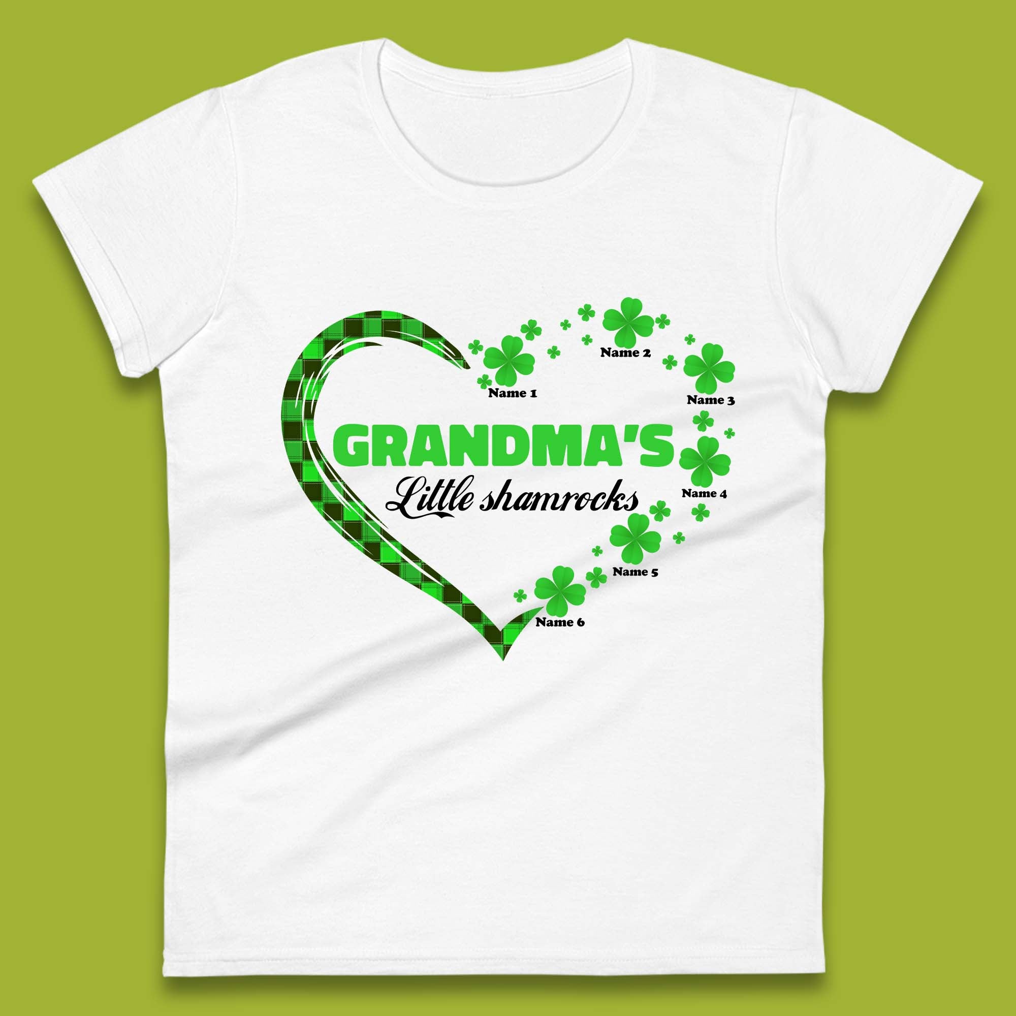 Personalised Grandma s Little Shamrocks Womens T-Shirt Mens Tops Tees Unisex 4XL