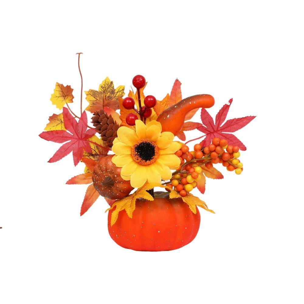 Fake Plant Simulation  Pumpkin Flowers Simulation Flowers Halloween Pumpkin  Party Decor