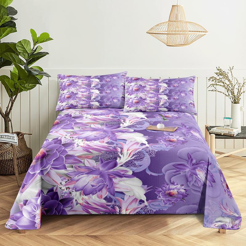 Purple Bedding Set Bed Sheet Linens Pillow Case Queen King Size Lanvender Butteryfly for Bedroom Soft Twin Full Single Double