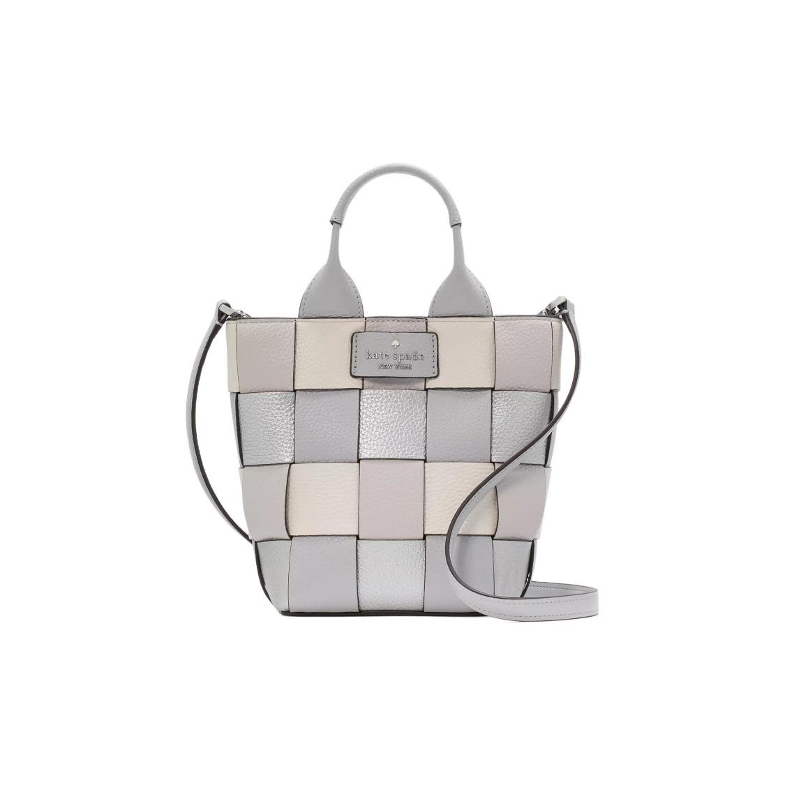 kate spade Basket Logo Magnetic Snap Closure Grain Leather Tote Bag Shopping Tote Shoulder Bag Mini Women s Platinum Gray Basic Set (Bag + Dust Bag) серый