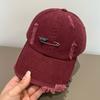 Fashion Washed Polished Hole Soft Top Baseball Cap Children Metal Pin Trendy Big Head Circumference Peaked Cap Men