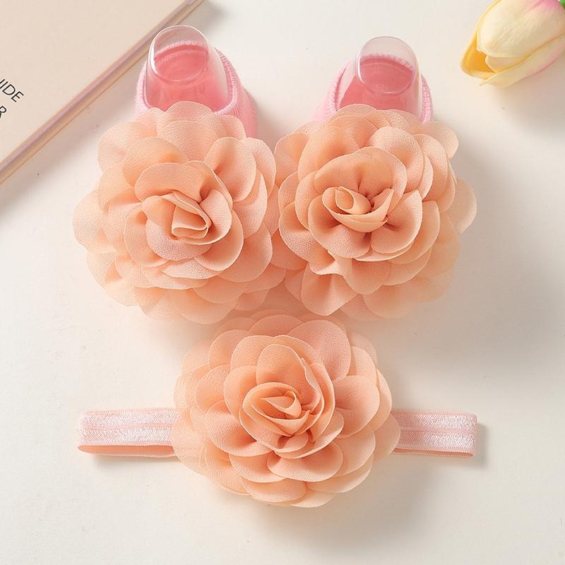 Spring Baby Sweet Girls Princess Headbands Socks Set Lace Flower Newborn Headbands Elastic Socking Hair Bands Hair Accessories