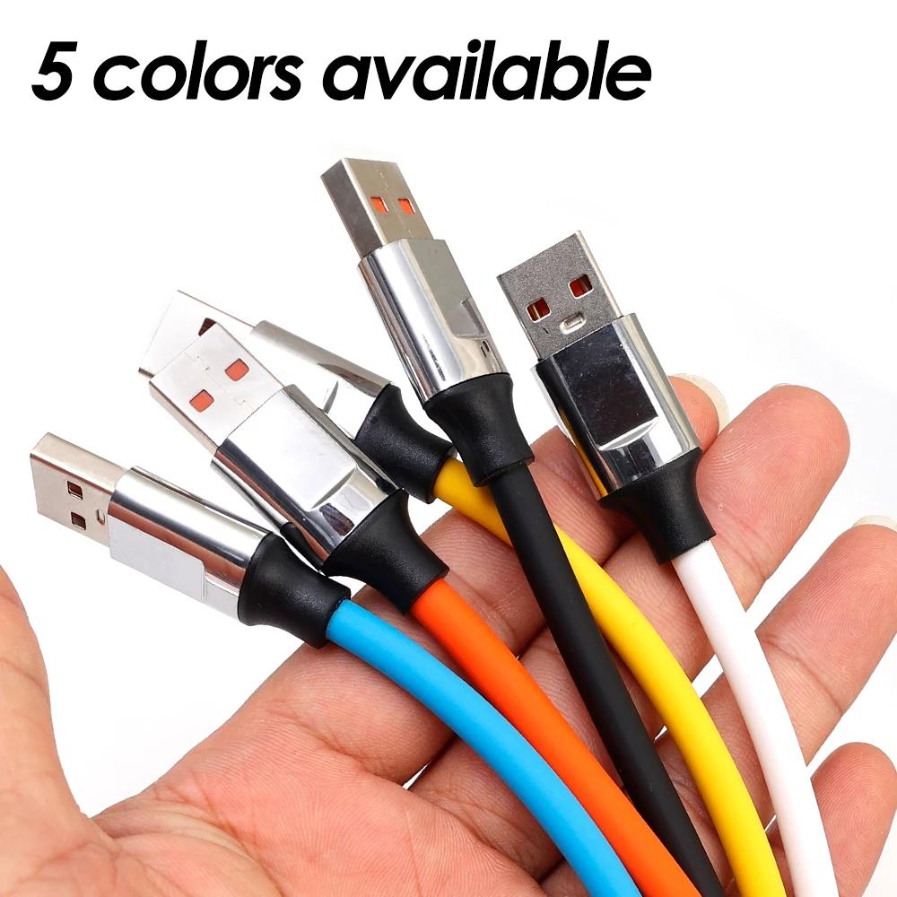 120W USB Type C Cable Fast Charging Thicken Liquid Silicone USB C Data Cord for Huawei P50 P40 P30 Xiaomi 14 Redmi 13 POCO X6