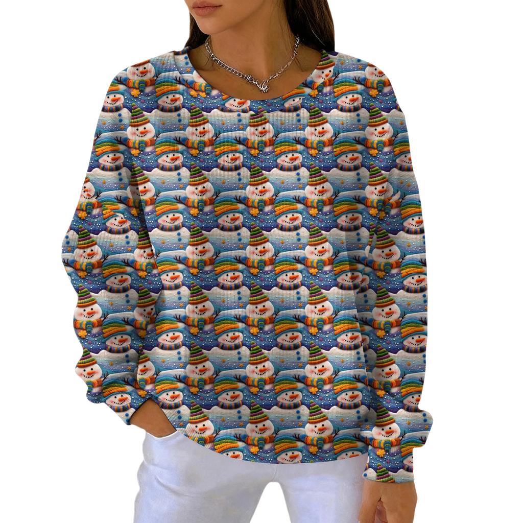 Women's Fashion Casual Gradient Christmas Print Pullover Sports Long-Sleeve Top