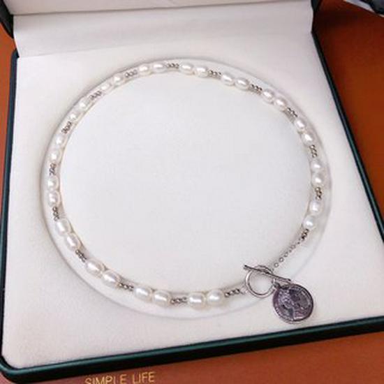 New Coin Buckle White Pearl Necklace: 7-8mm Natural Pearls - Must-Have for Trendsetters