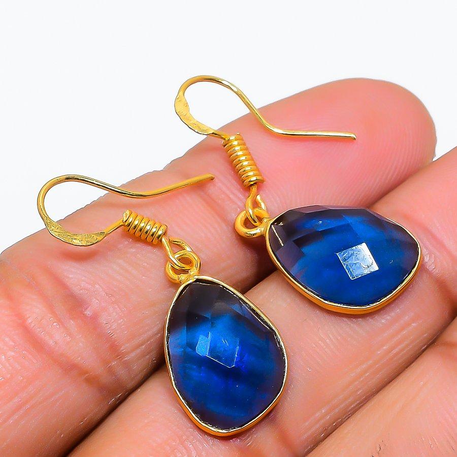 

London Blue Topaz Gemstone 925 Solid Sterling Silver Jewelry Earring 1.26 GK-5815