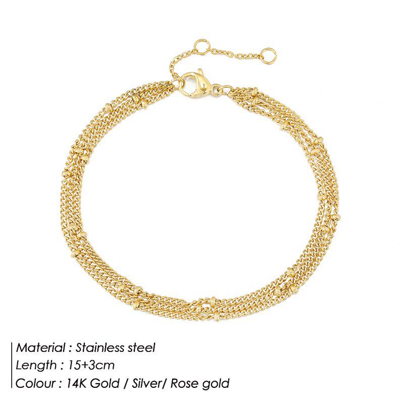 eManco Minimalist Multi-Layer Round Bead Women's Stainless Steel Gold-Plated Bracelet