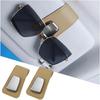 Car Sunglass Holders, 2PCS Leather Vehicle Sun Visor Eyeglasses Hanger Clip, One Handed Operation Automotive Interior Glasses Ticket Storage Clamp