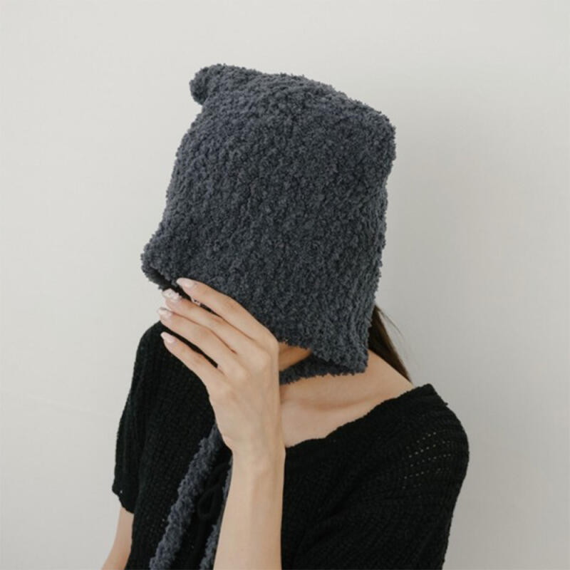 Women's Cute Fur Cat Back Slit Soft Beanie