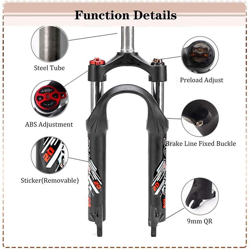 BUCKLOS Folding Bike Fork Oil Suspension 20 Inch Bicycle Fork 9*100mm Quick Release MTB BMX Forks 20in Bicycle Front Forks