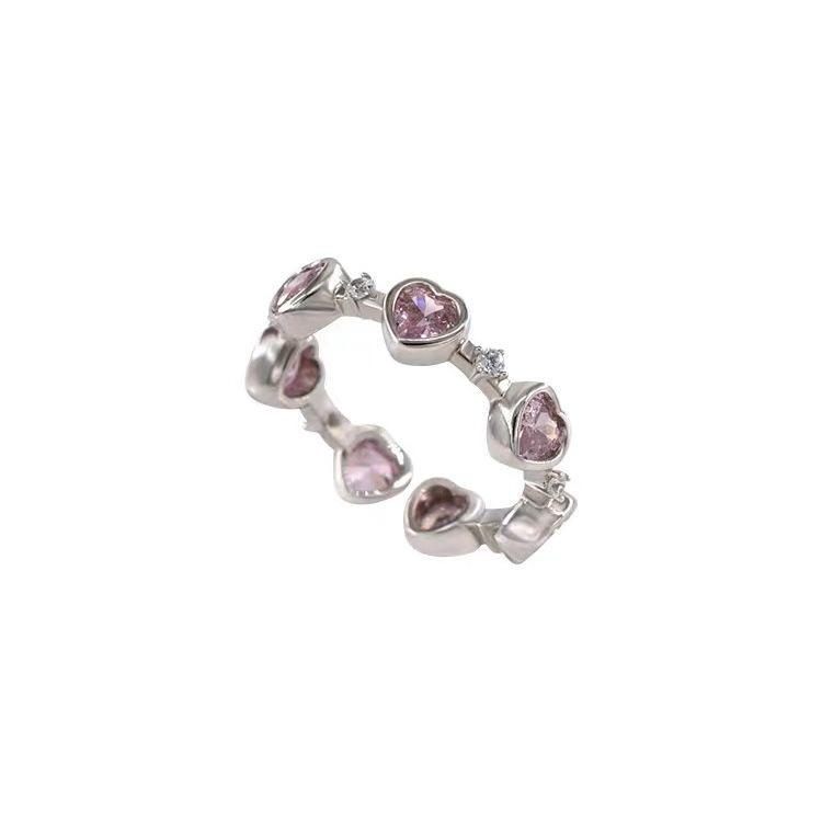 Pink Heart Adjustable Open Ring for Women: Girlish Charm On Your Finger