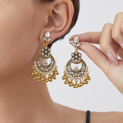 Ethnic Earrings Inlaid Vintage Drop Earrings Inlaid Stone Earrings Retro For Vacations Dates Casual Wear