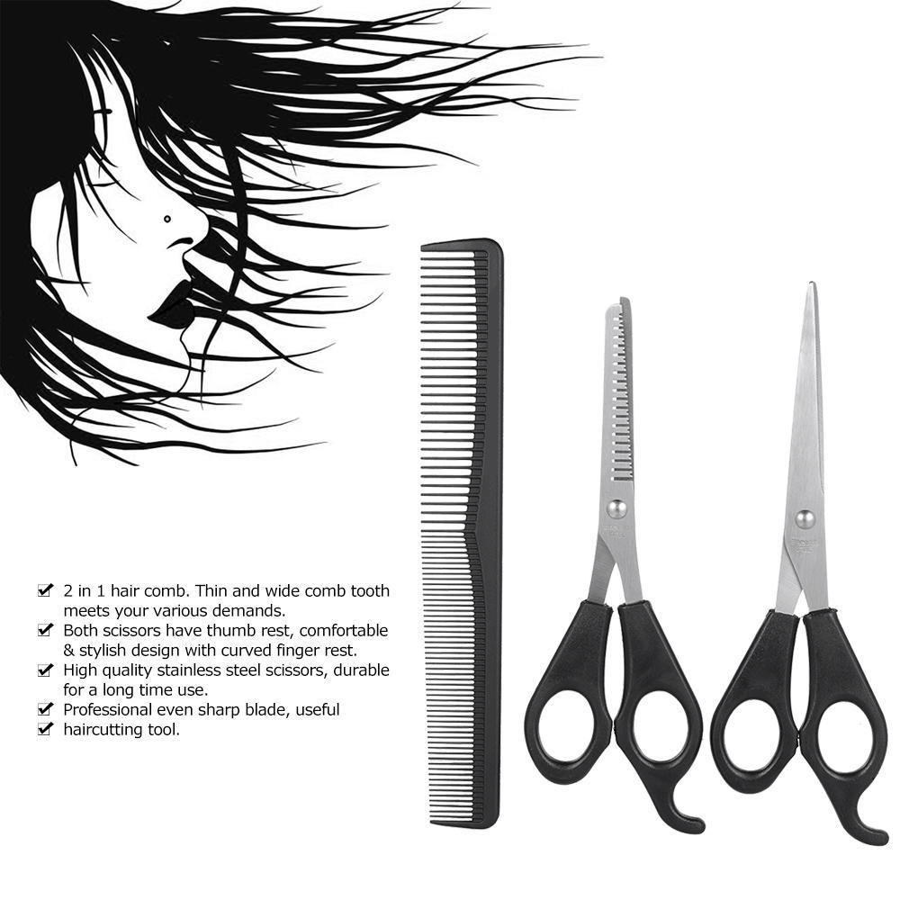3pcs Set Barber Hair Cutting Thinning Scissors Comb Hairdressing