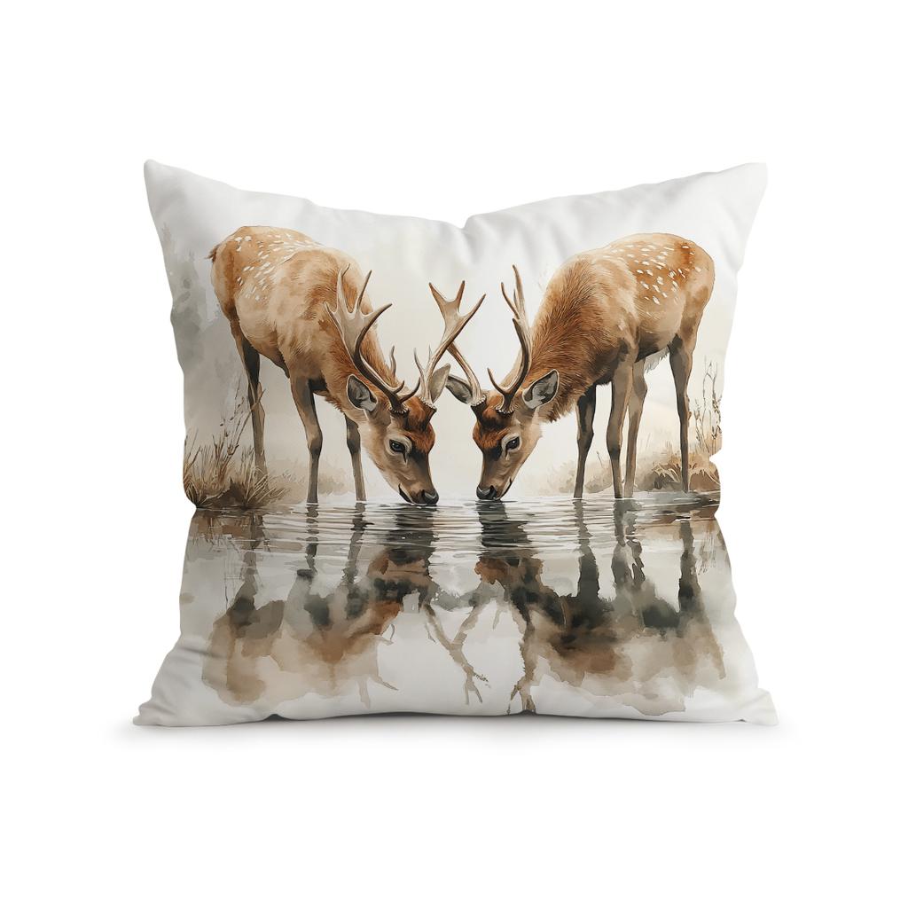 Home Decor Deer Artistic Prints: Wildlife-Inspired Cushion Covers Pattern Cushion Cover Suitable For Sofa Bedroom Car Pillow