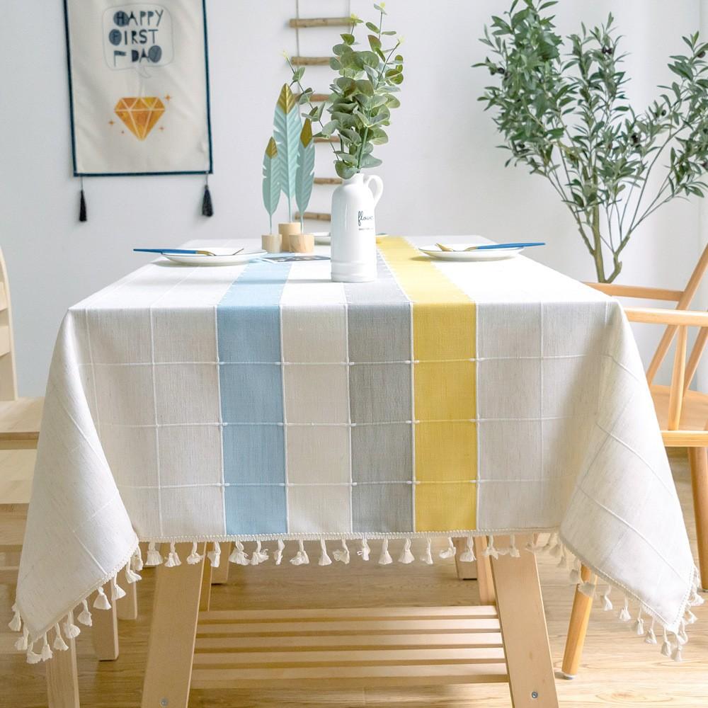 Party Extended Table Cloth Art Walmart Restaurant Plaid Cotton And Linen Tassel Simple Modern Color Matching Tablecloth Cover