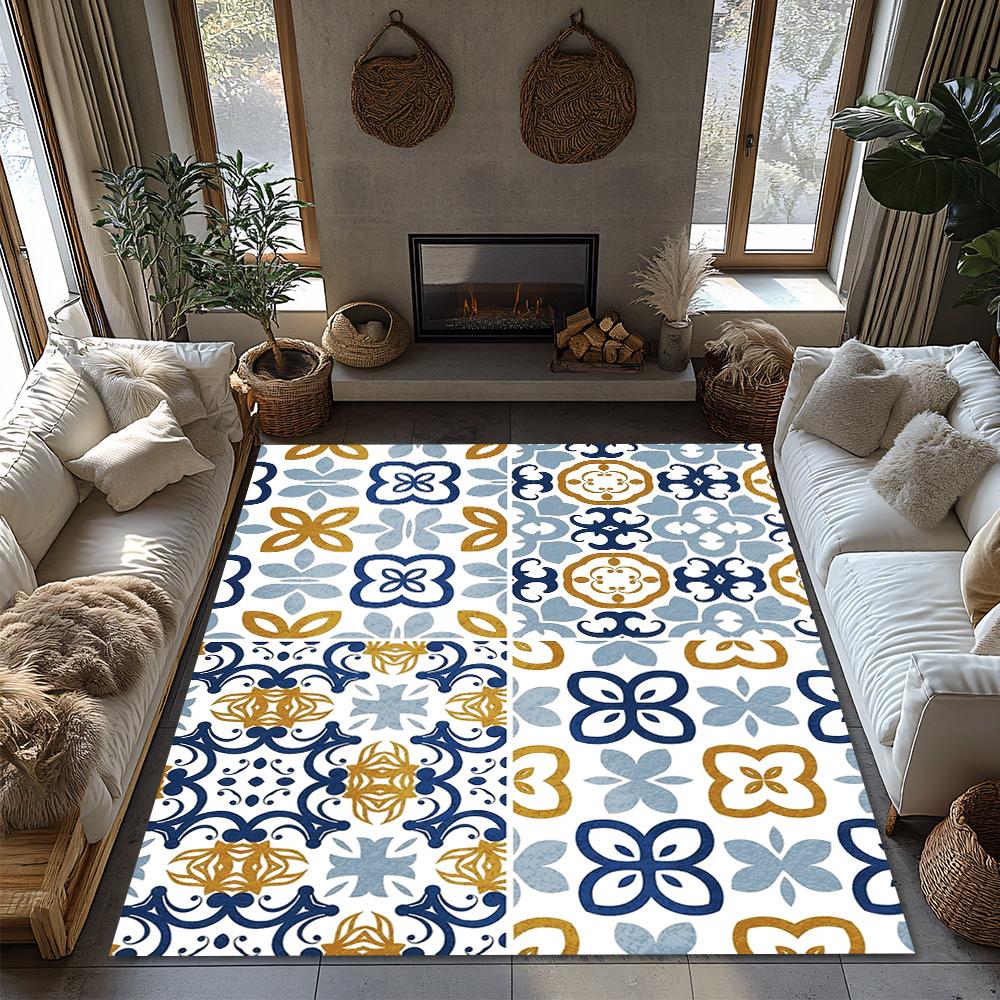 Vintage Persian Carpet Pattern Area Rug Non-Slip Doormat Floor Mat Home Decor Living Room Entrance Door Mat Indoor Outdoor Rugs