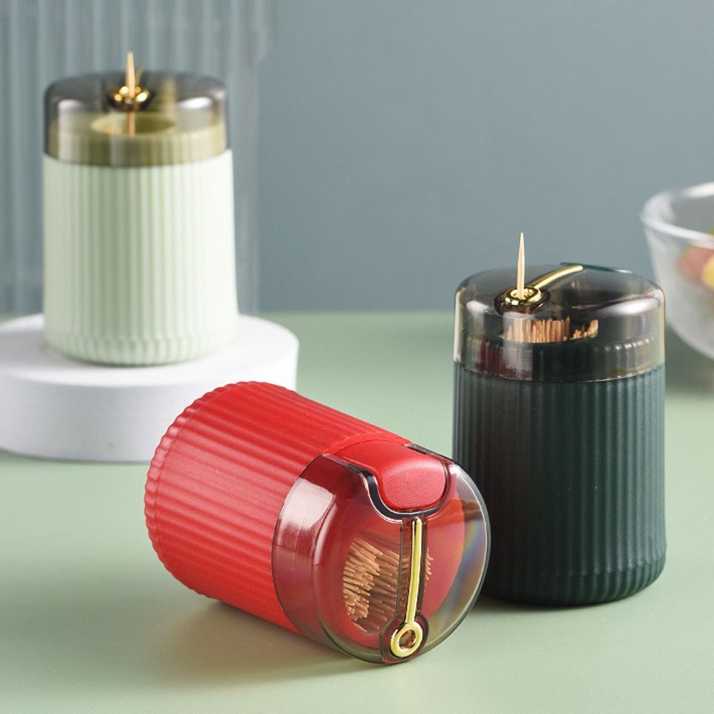 Automatic Tooth Pick Containers Hygienic Plastic Toothpick Holder Toothpick Storage Box Kitchen