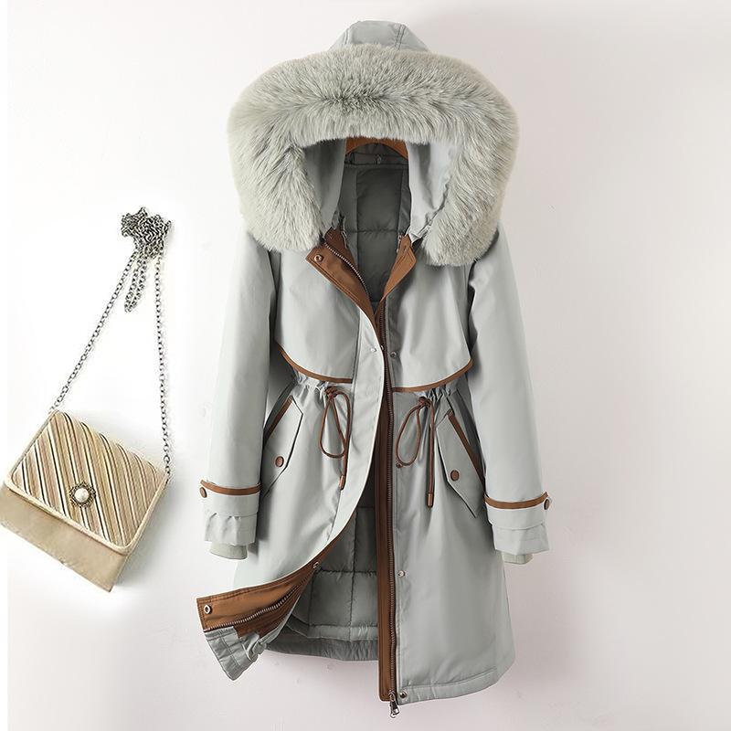 

Medium and long two wear Parker cotton clothes, winter cotton clothes, women s removable inner hooded down cotton clothes, women s XXXL світло-синій колір